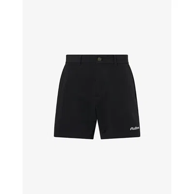 Malbon Mens Black Ripley Logo-embroidered Stretch-woven Shorts