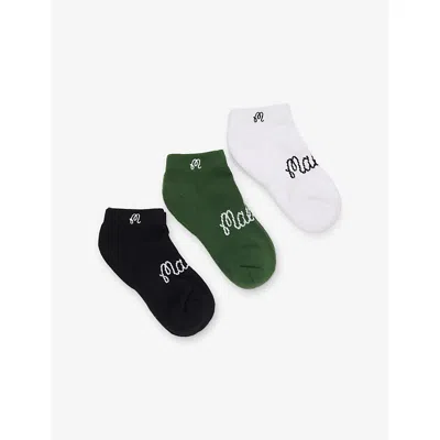 Malbon Mens Branded Set Of Three Cotton-blend Socks Multi