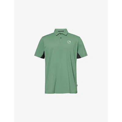 Malbon Mens Forest/black Piqué Logo-print Stretch-woven Polo Shirt In Multi