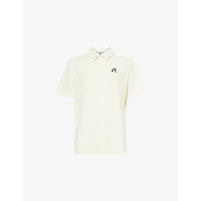 Malbon Mens Ivory Fairway Logo-embroidered Stretch-jersey Polo Top Xl In White