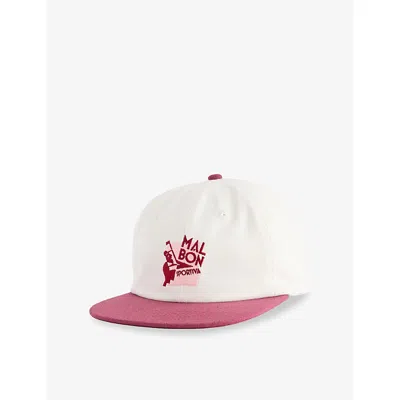 Malbon Mens Sportiva Painters Cotton Golf Cap Ivory/vino In Yellow