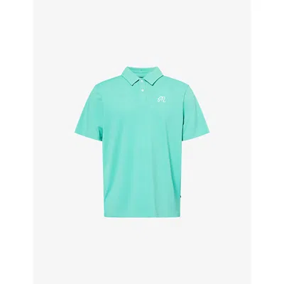Malbon Mens Marine Green Fairway Woven Polo T-shirt Xl