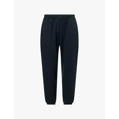 Malbon Mens Navy Clubhouse Brand-print Cotton Jogging Bottoms In Black