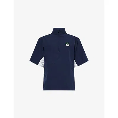 Malbon Mens Navy Pine High-neck Stretch-woven Windshirt Xl In Blue