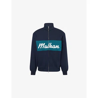 Malbon Mens University Logo-print Cotton-jersey Sweatshirt Navy Xxl In Blue
