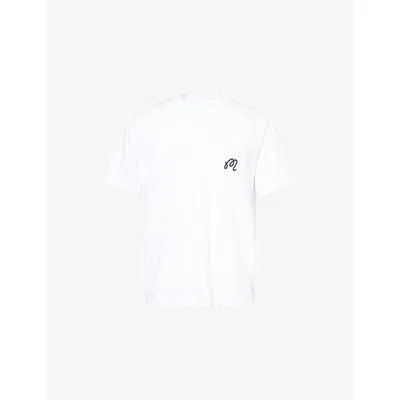 Malbon Mens White Gelato Stand Patch-pocket Cotton T-shirt