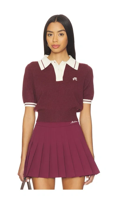Malbon Mikayla Knit Polo In Red Mahogany