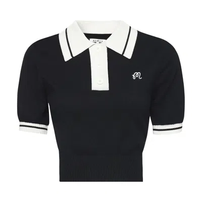 Pre-owned Malbon Mikayla Polo T-shirt  'black' | Women's Size M