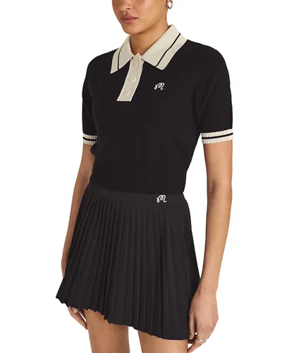 Malbon Mikayla Knit Polo Top In Black