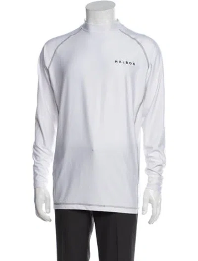 Pre-owned Malbon Mock Neck Long Sleeve T-shirt In White