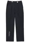 Malbon Oliver Logo-embroidered Stretch-crepe Trousers In Black