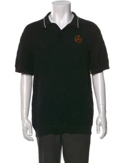 Pre-owned Malbon Patterned Collar Polo Shirt In Black