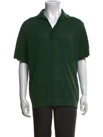 Pre-owned Malbon Patterned Collar Polo Shirt In Green