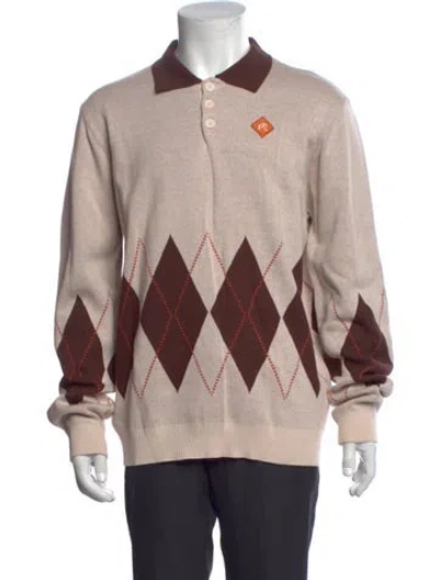 Pre-owned Malbon Patterned Collar Polo Shirt In Neutrals