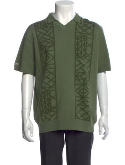 Pre-owned Malbon Patterned Collar Polo Shirt W/ Tags In Green