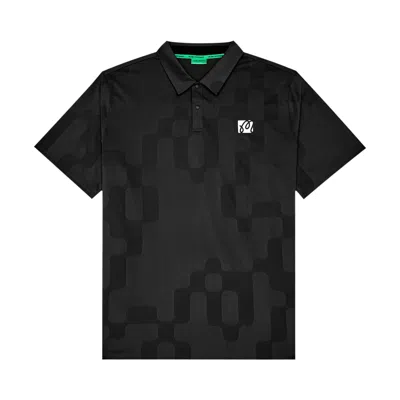 Pre-owned Malbon Performance Mesh Paneled Polo Shirt 'black' | Men's Size Xl