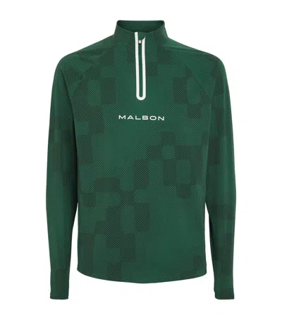Malbon Performance Mesh Quarter-zip Mid-layer In Green