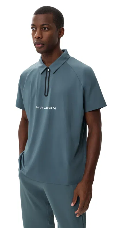 Malbon Performance Zip Raglan Polo Dark Slate