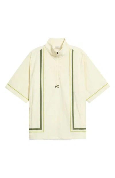 Malbon Playa Short Sleeve Half Zip Popover Windshirt In White