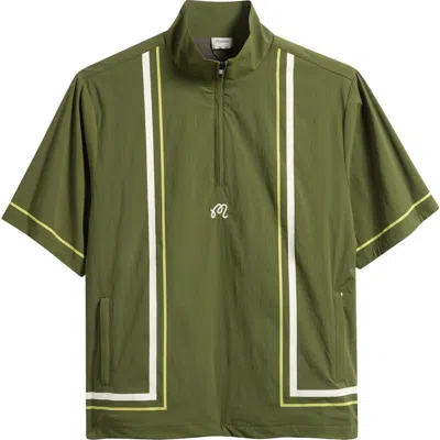 Malbon Playa Short Sleeve Half Zip Windbreaker In Brown