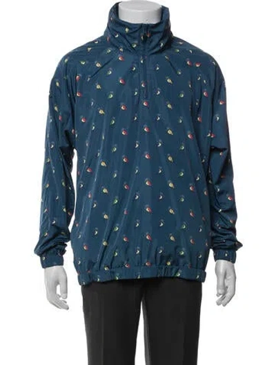 Pre-owned Malbon Printed Windbreaker In Blue