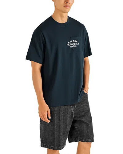 Malbon Relaxed Fit Vista Ironworks Tee In Blue