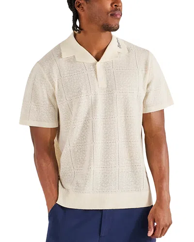 Malbon Resort Crochet Relaxed Fit Polo Shirt In Brown