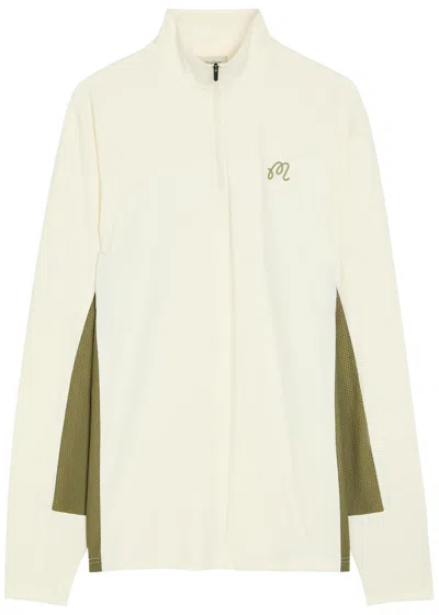 Malbon Santiago Logo Half-zip Stretch-jersey Mid-layer Jacket In White