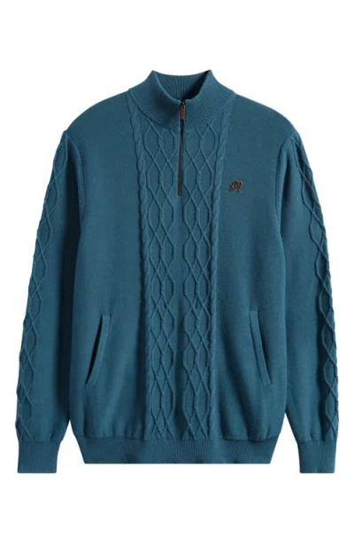 Malbon Santoro Quarter Zip Pullover In Blue