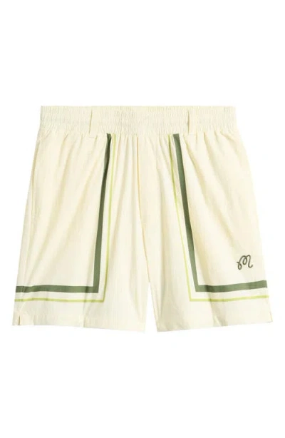 Malbon Scooter Playa Stretch Nylon Drawstring Shorts In White