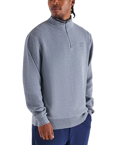Malbon Sorrel Mock Neck Quarter Zip Cotton Blend Sweater In Blue