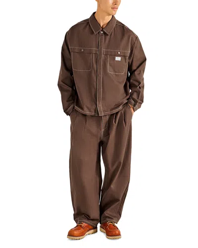 Malbon Station Cotton Relaxed Fit Pants In Brown