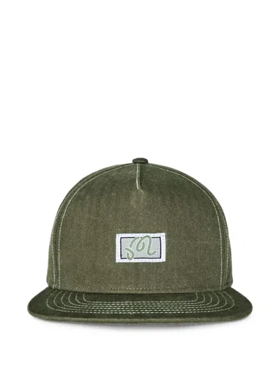 Malbon Station Herringbone Snapback Hat In Metallic