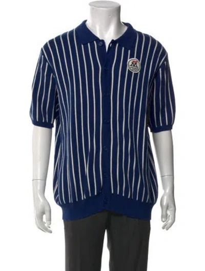 Pre-owned Malbon Striped Collar Polo Shirt In Blue