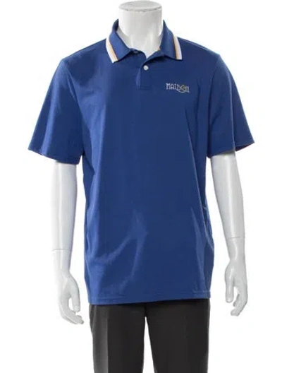 Pre-owned Malbon Striped Crew Neck Polo Shirt In Blue
