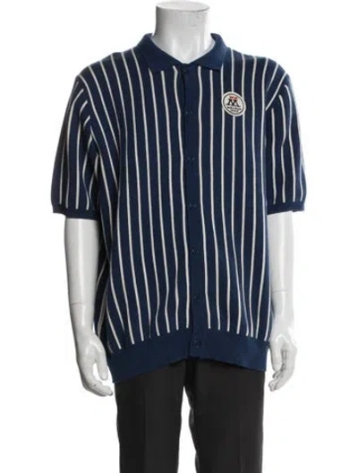 Pre-owned Malbon Striped Short Sleeve In Blue