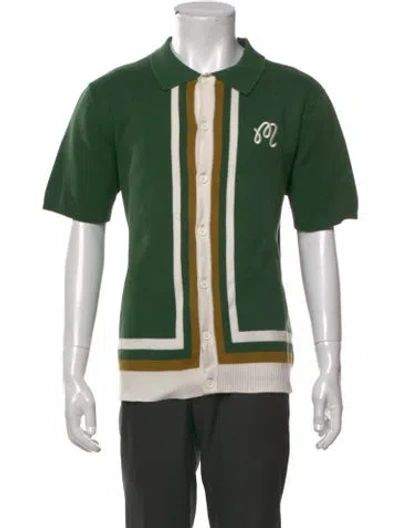 Pre-owned Malbon Striped Short Sleeve Shirt In Green
