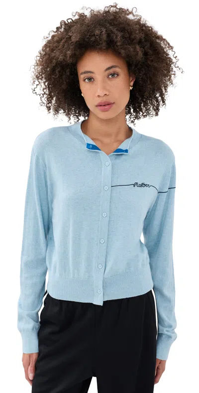 Malbon Taylor Knit Cashmere Cardigan Cool Blue