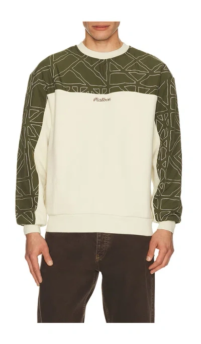 Malbon Tierra Crewneck Sweater In Cream & Olivine