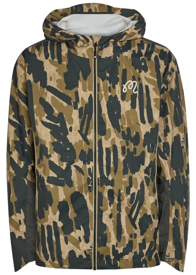Malbon Tour Divot Waterproof Camouflage Hooded Nylon Jacket In Multi