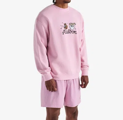 Malbon Two Man Scramble Crew Fleece Sweatshirt In Pink