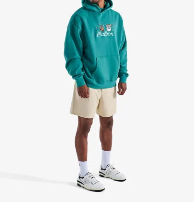 Malbon Two Man Scramble Hoodie In Blue Green