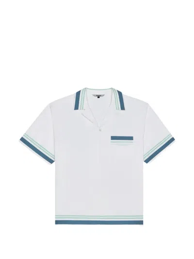 Malbon Ventura Camp Striped-trim Shirt In White