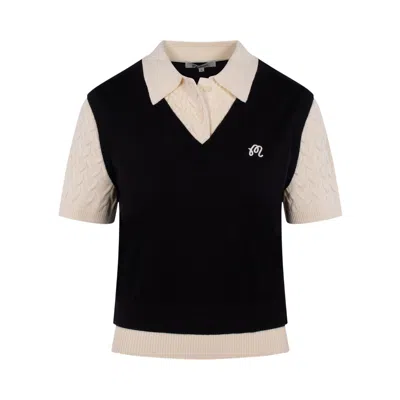 Pre-owned Malbon Veronica Polo Shirt 'onyx/cream' | Black | Women's Size M