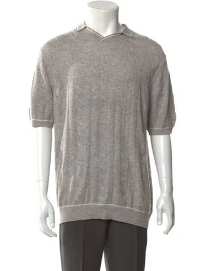 Pre-owned Malbon Wool Patterned Polo Sweater In Gray
