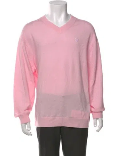 Pre-owned Malbon Wool V-neck Pullover In Pink