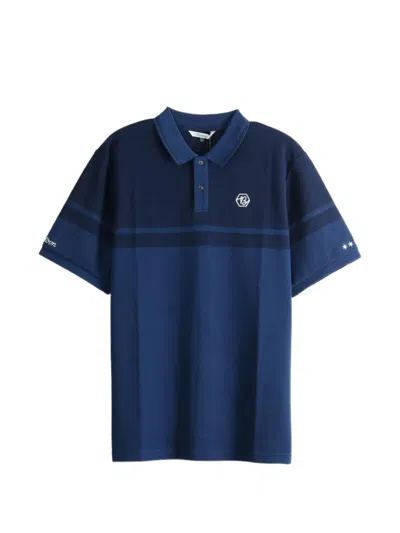 Malbon X Bettinardi Striped Logo-embroidered Polo Shirt In Blue