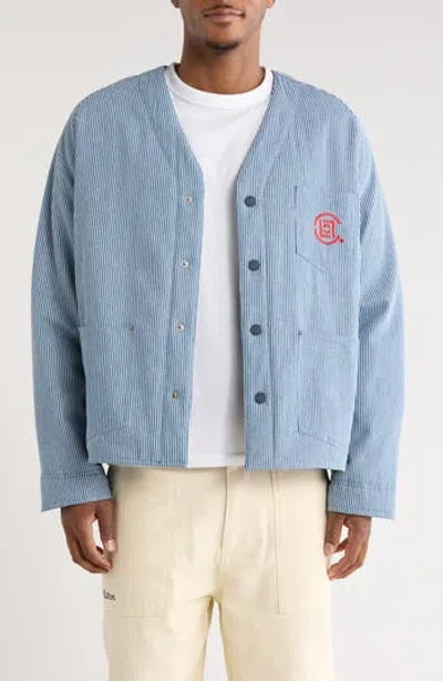 Malbon X Clot Reversible V-neck Jacket In Blue