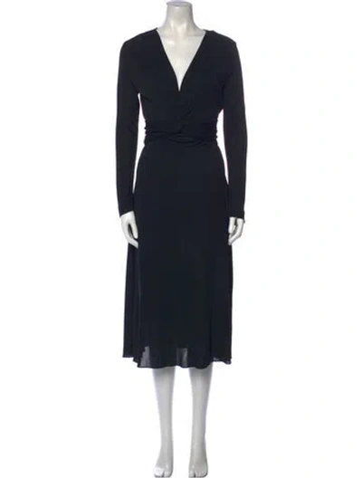 Pre-owned Malcolm Starr Vintage Midi Length Dress In Black