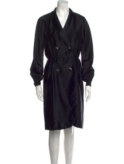 Pre-owned Malcolm Starr Vintage Midi Length Dress In Black